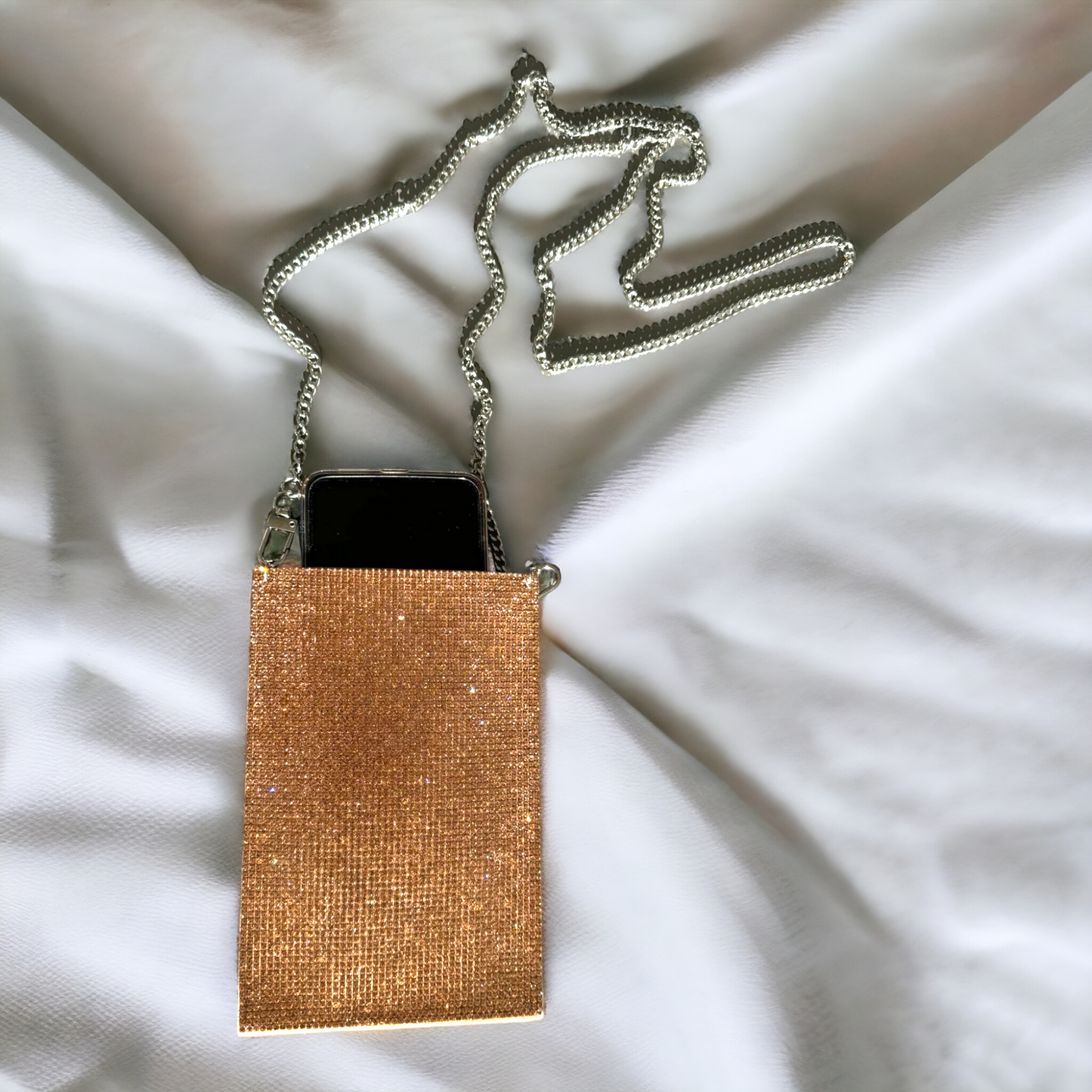 Mini borsa a tracolla di lusso con strass per donna