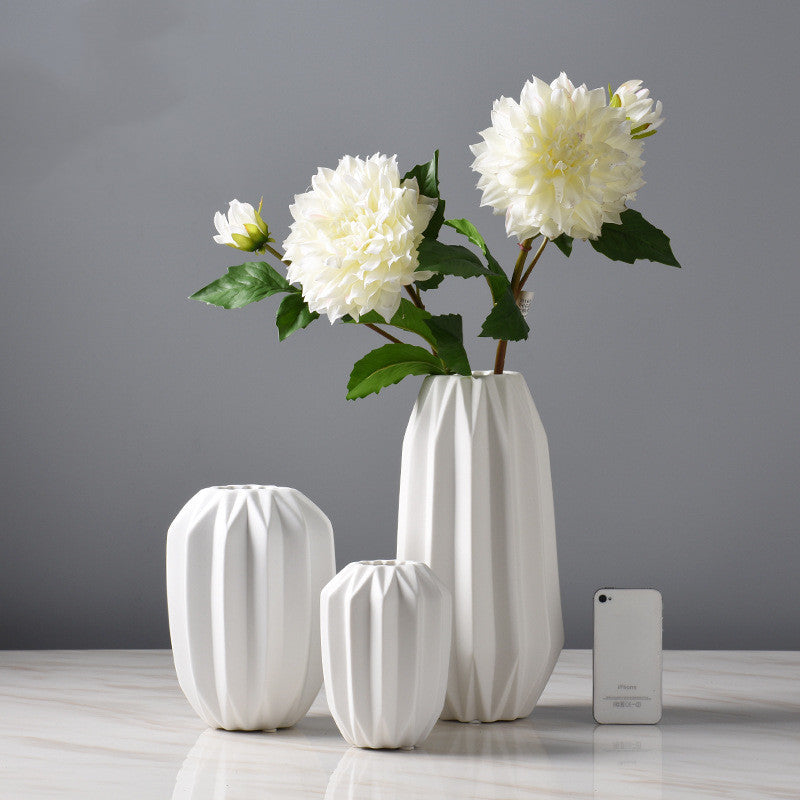 Decorazione di vasi in ceramica bianca alla moda