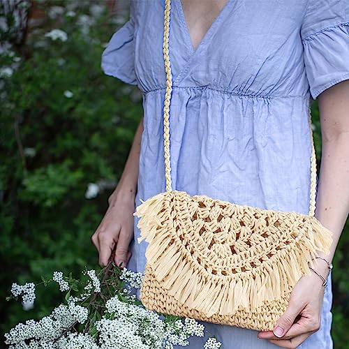 Damen Strohtasche mit Quaste