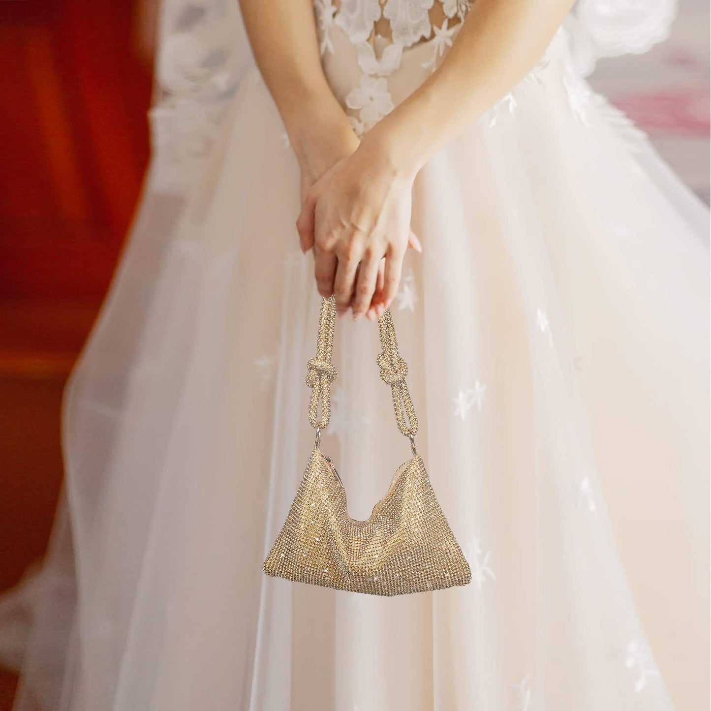 Mini-Clutch mit silbernem Strass