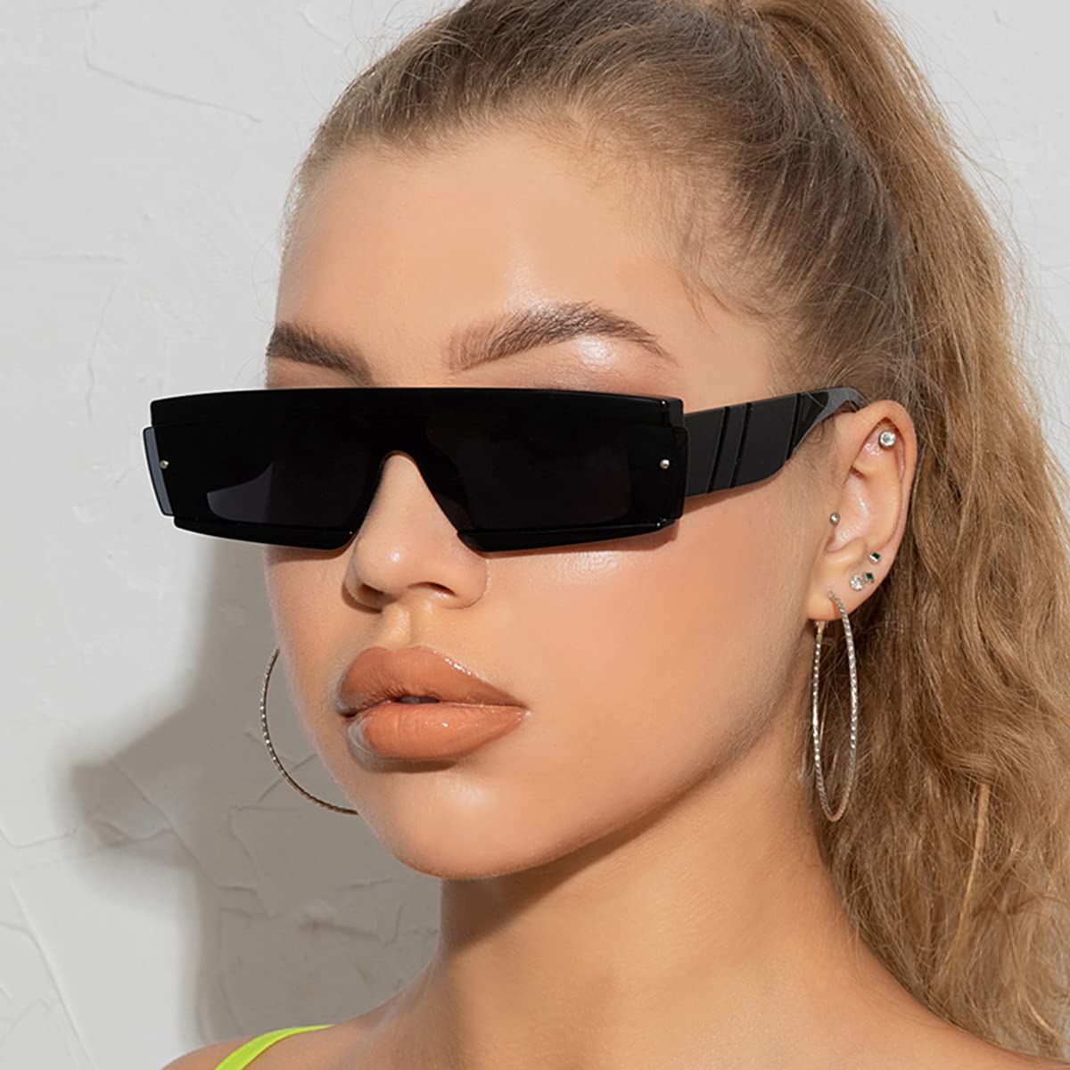 Futuristische Sonnenbrille im Cyberpunk-Stil – Rechteckige Gläser – UV-Schutz