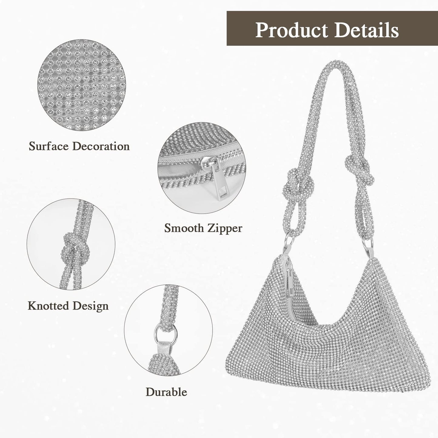 Mini-Clutch mit silbernem Strass