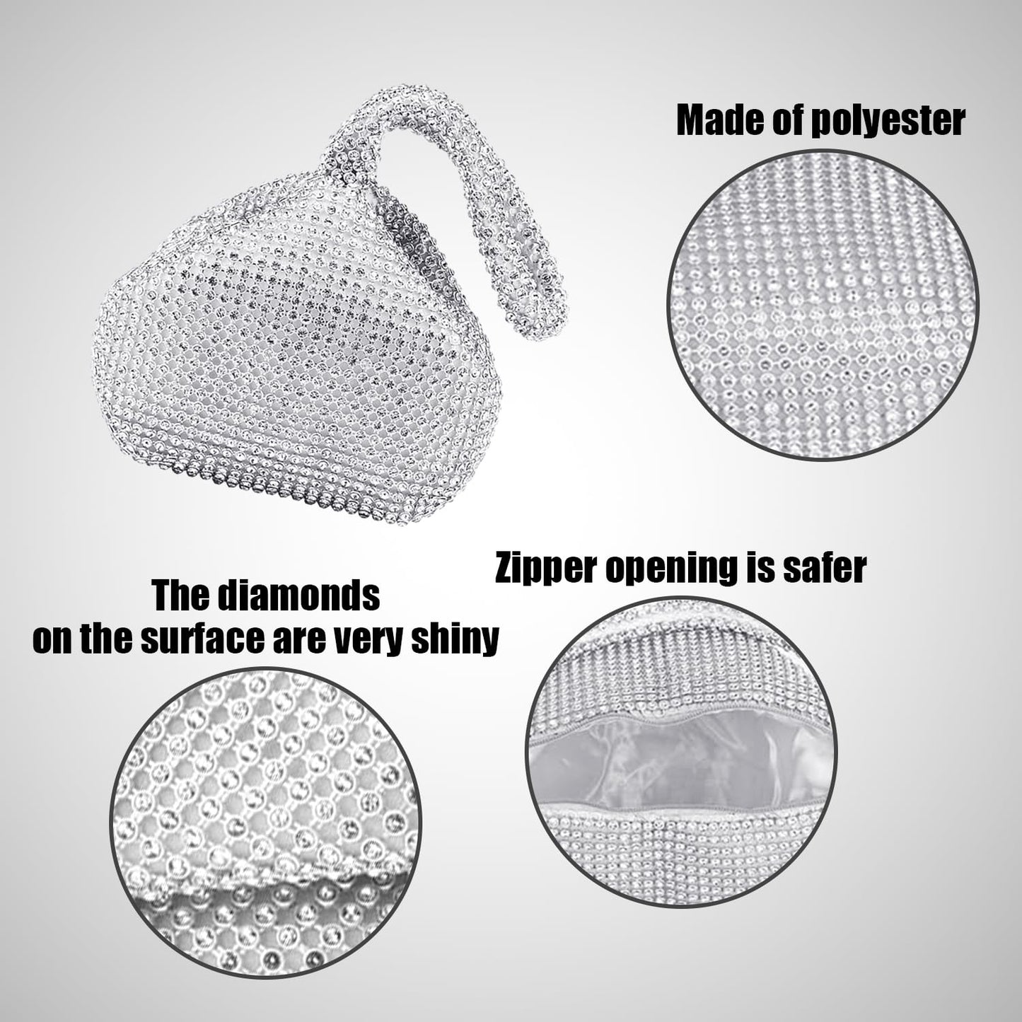 Clutch-Pochette mit silbernem Strass