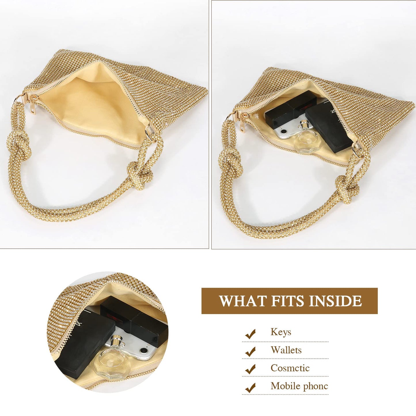 Mini-Clutch mit silbernem Strass