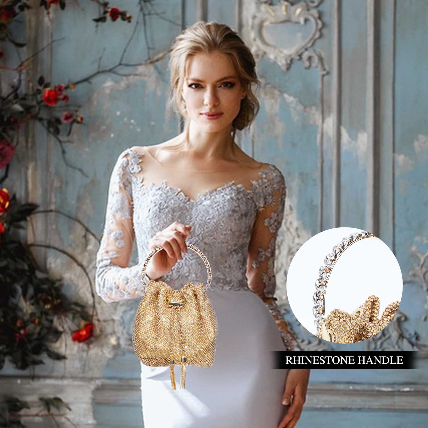 Mini-Clutch mit silbernem Strass