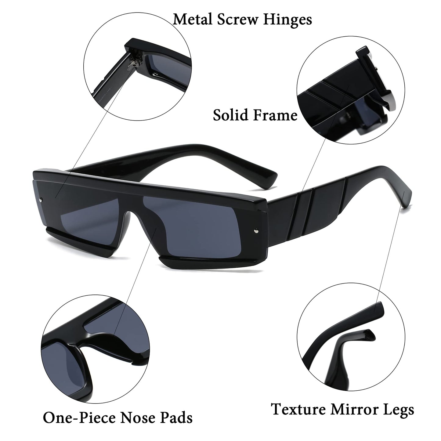 Futuristische Sonnenbrille im Cyberpunk-Stil – Rechteckige Gläser – UV-Schutz