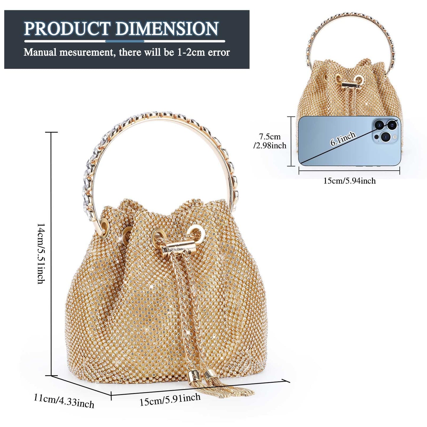 Mini-Clutch mit silbernem Strass