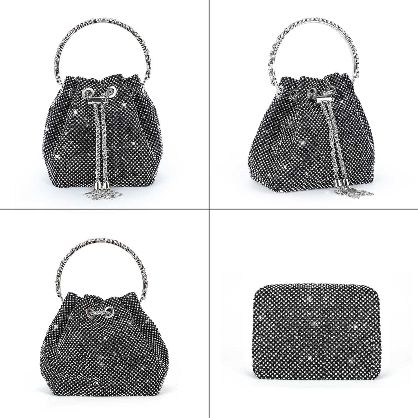 Mini-Clutch mit silbernem Strass
