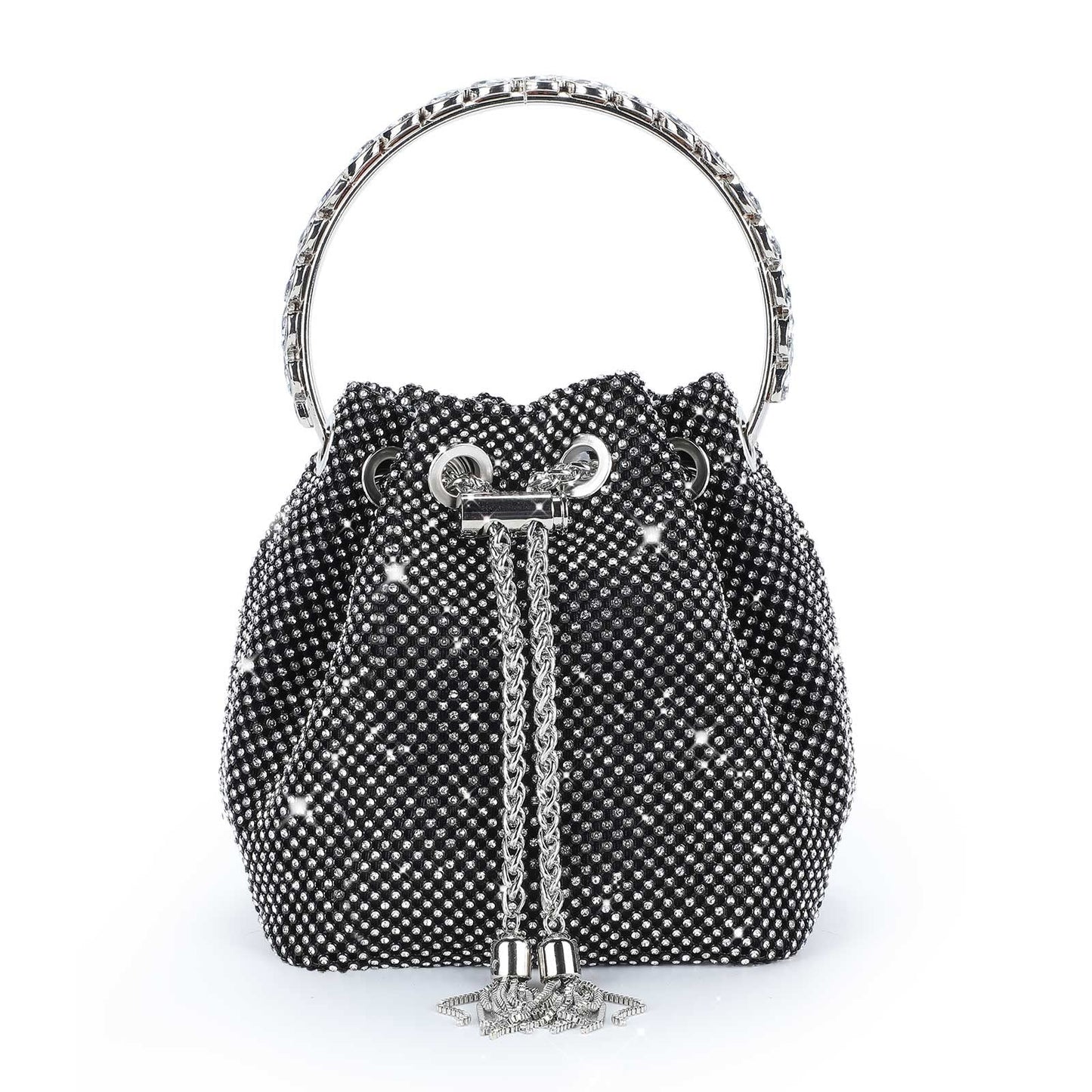 Mini-Clutch mit silbernem Strass