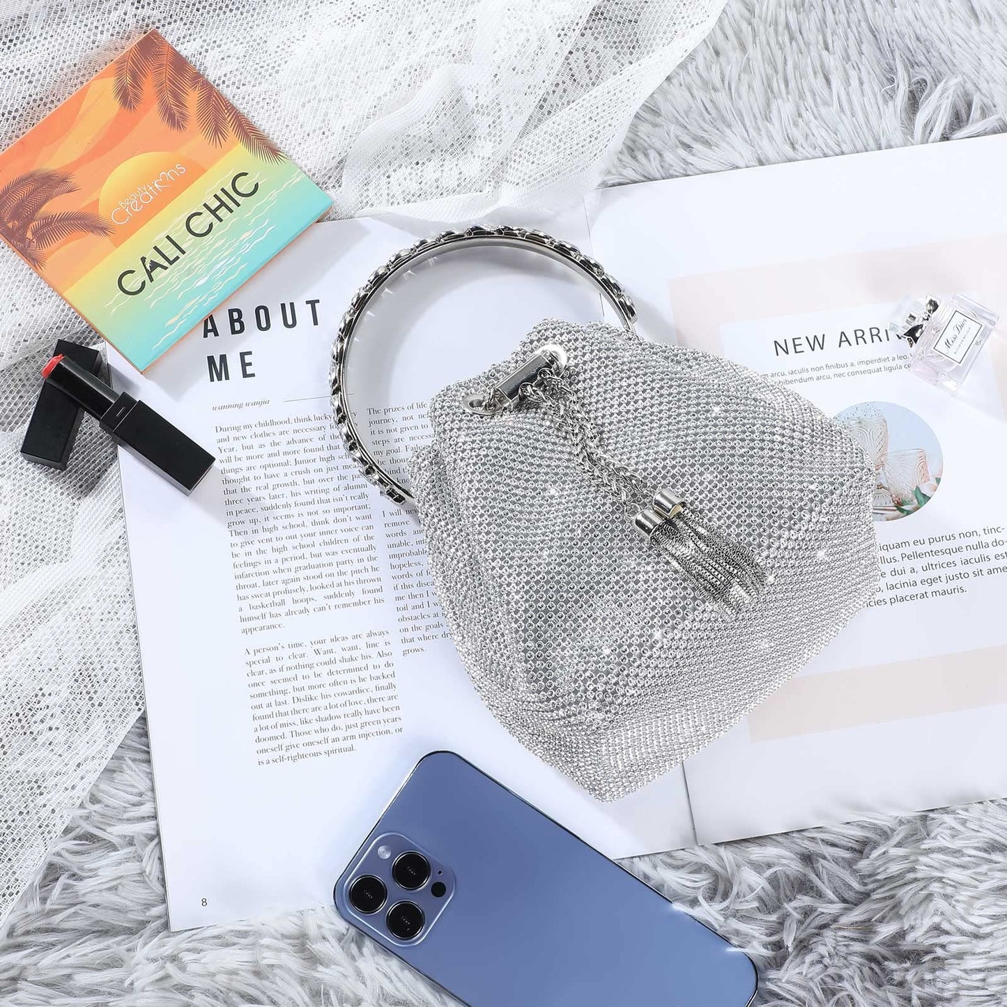 Mini-Clutch mit silbernem Strass