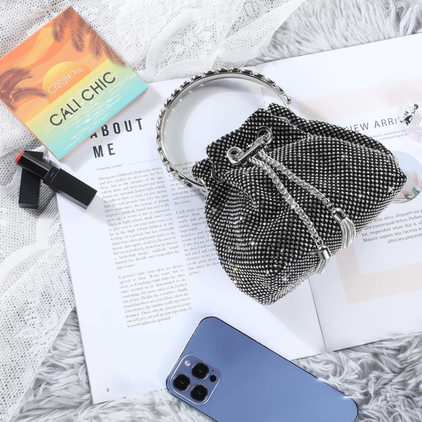 Mini-Clutch mit silbernem Strass