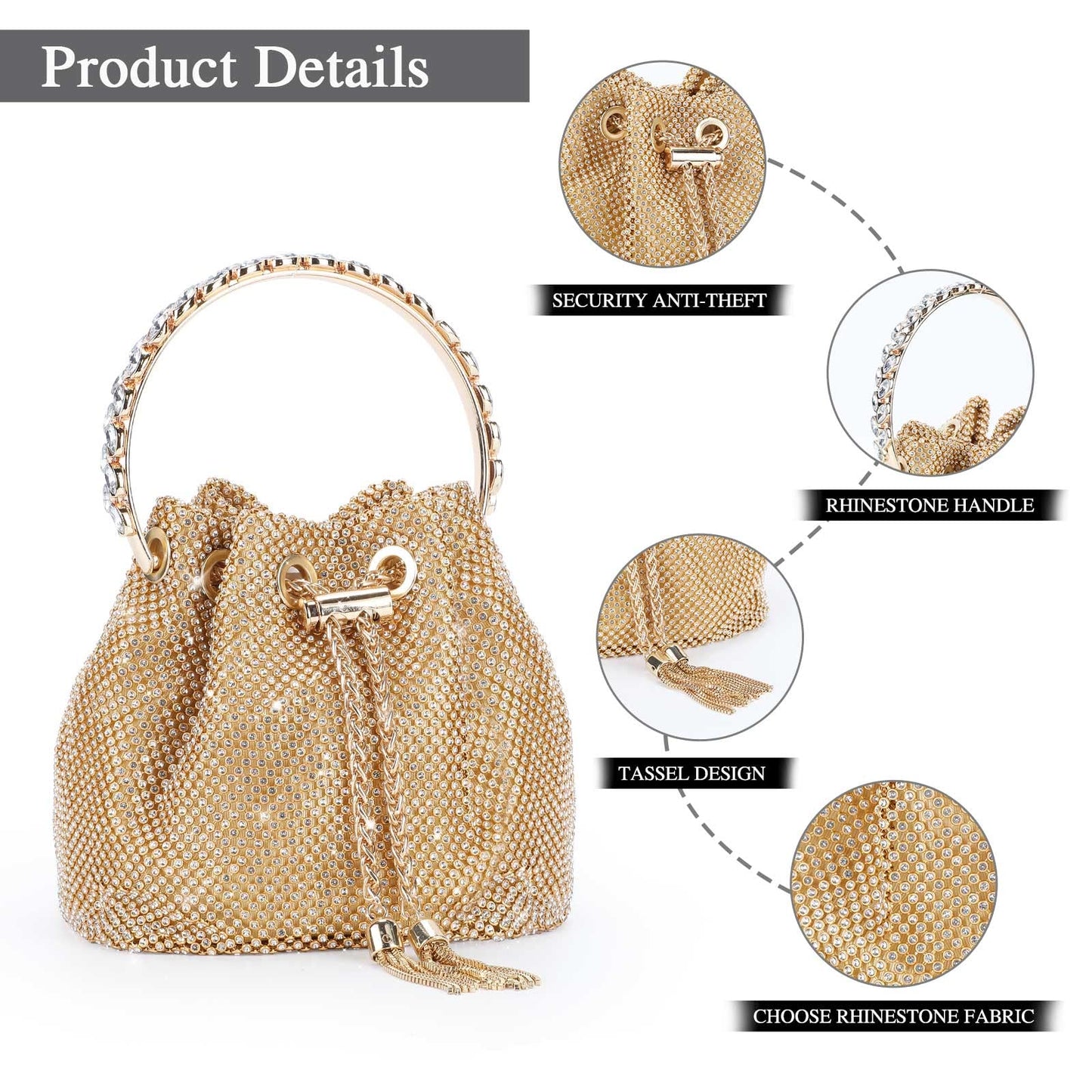 Mini-Clutch mit silbernem Strass