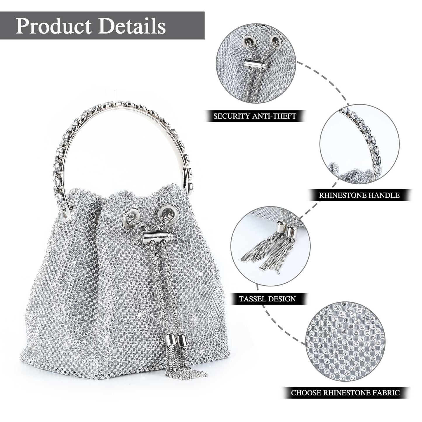 Mini-Clutch mit silbernem Strass