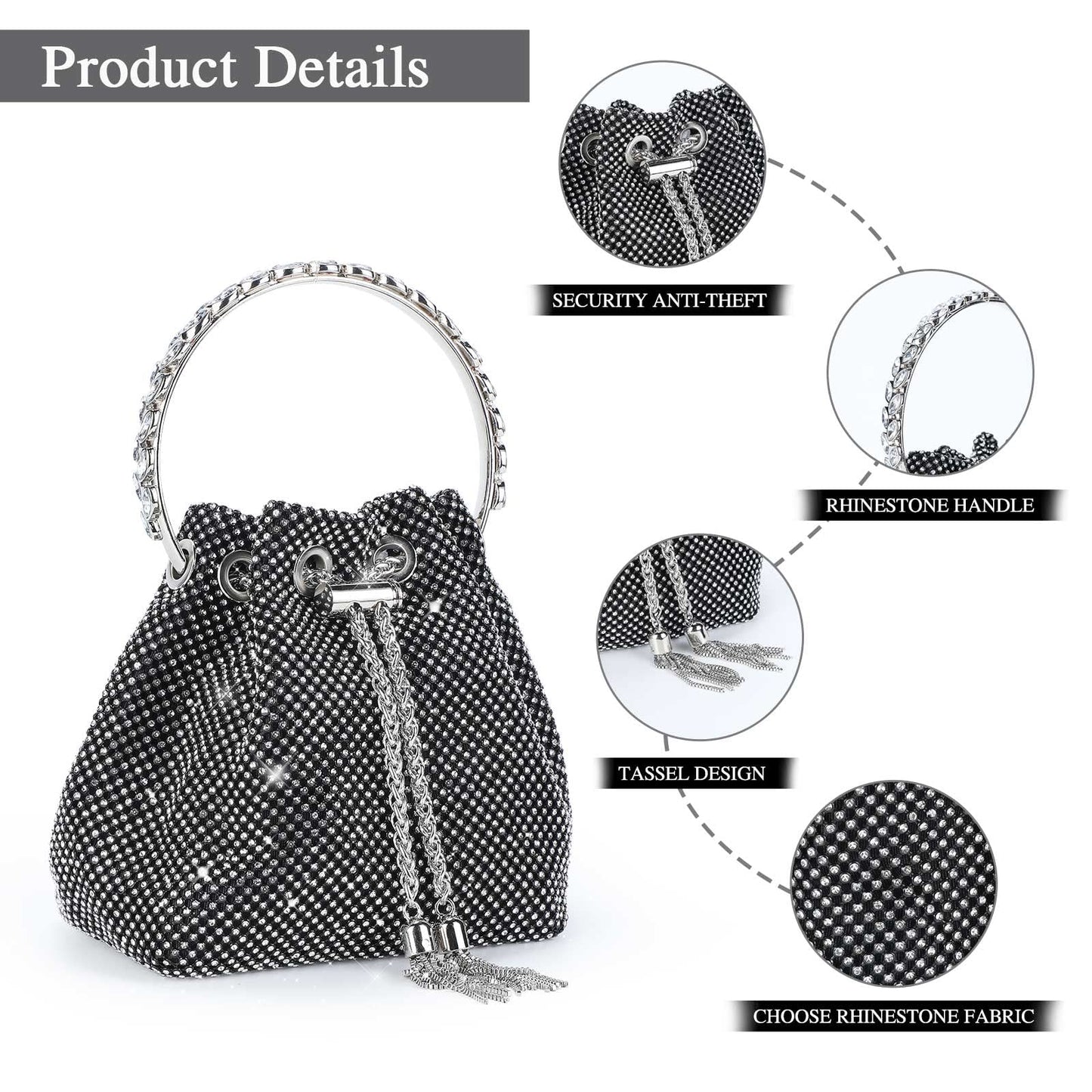 Mini-Clutch mit silbernem Strass