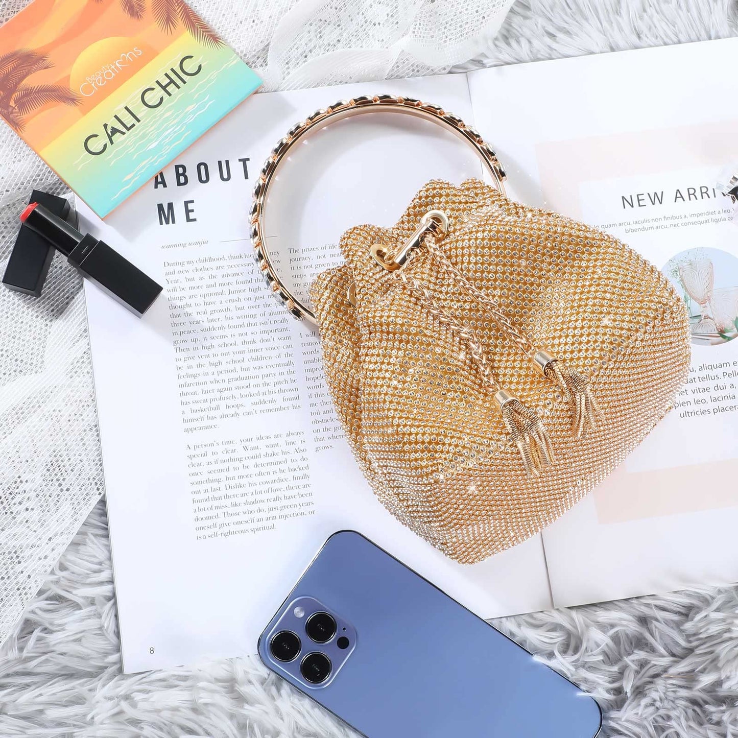 Mini-Clutch mit silbernem Strass