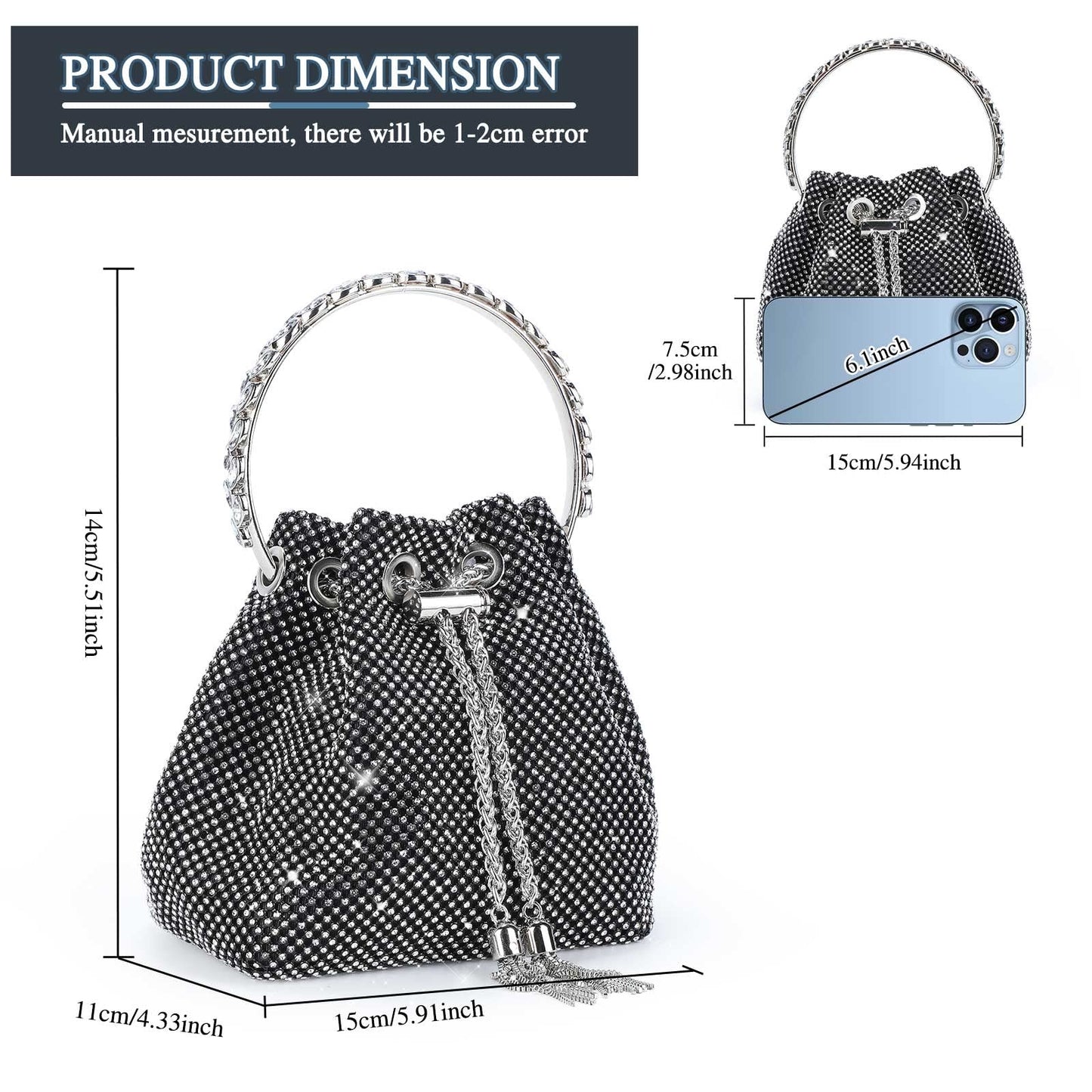 Mini-Clutch mit silbernem Strass