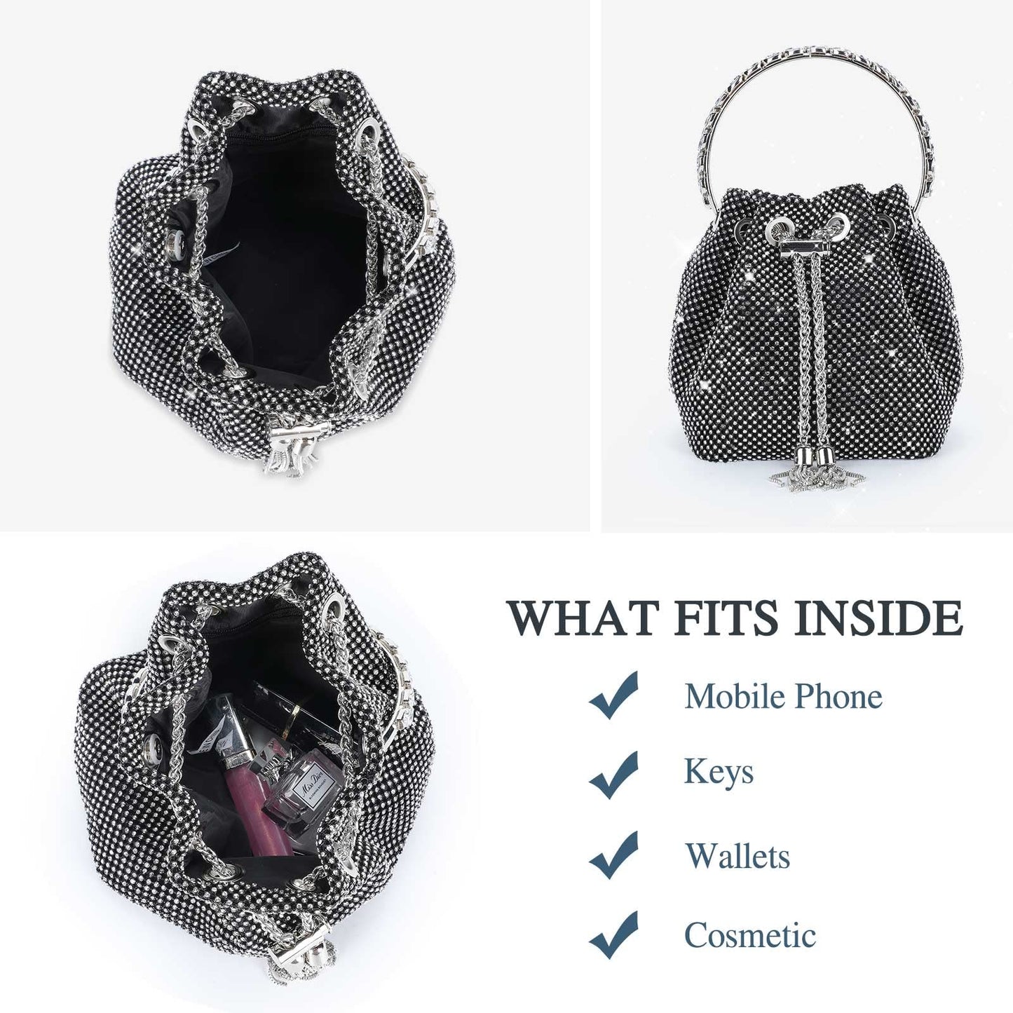 Mini-Clutch mit silbernem Strass