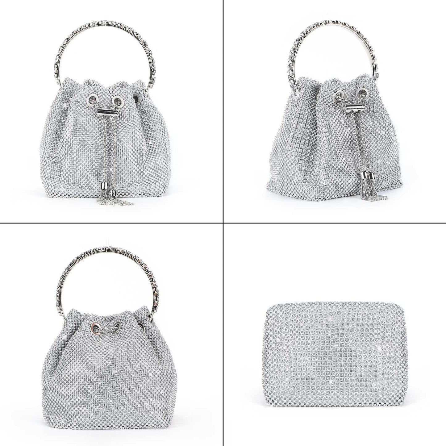 Mini-Clutch mit silbernem Strass