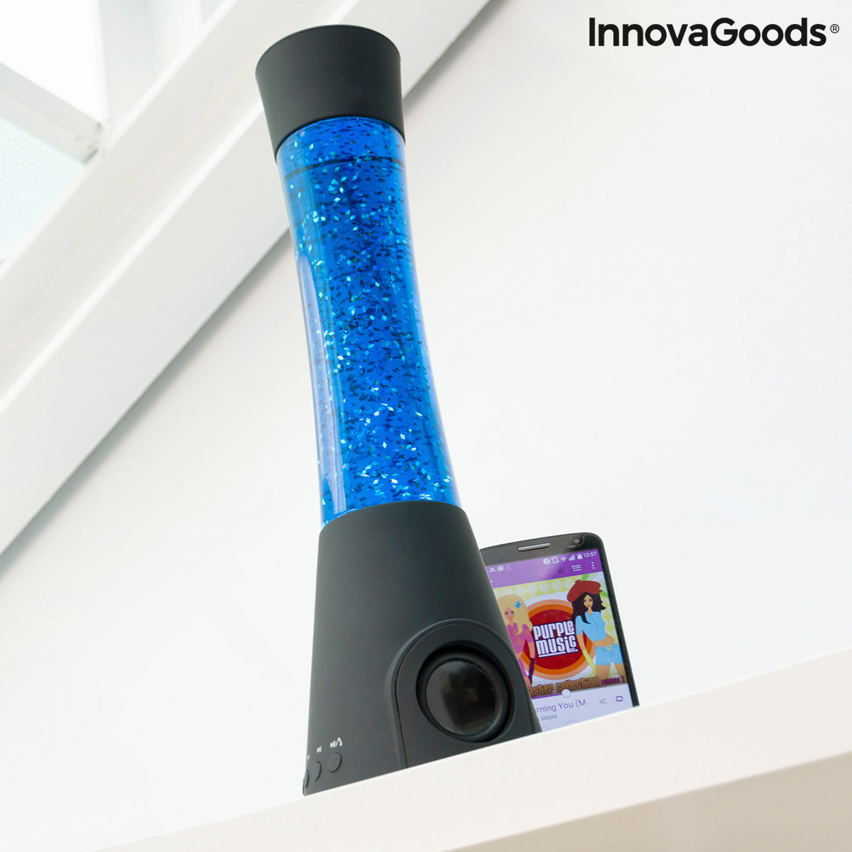 Lampada glitterata con altoparlante e microfono Flow Lamp InnovaGoods