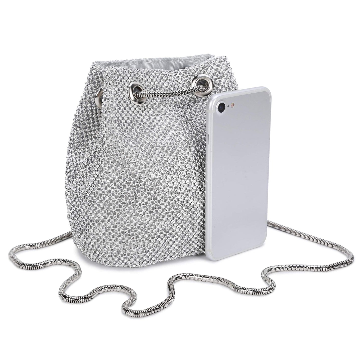 Mini-Clutch mit silbernem Strass