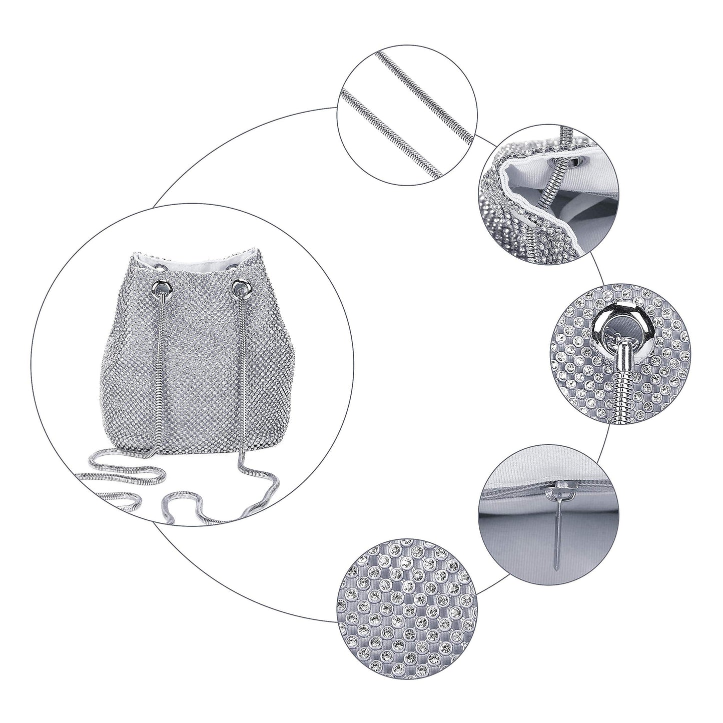 Mini-Clutch mit silbernem Strass