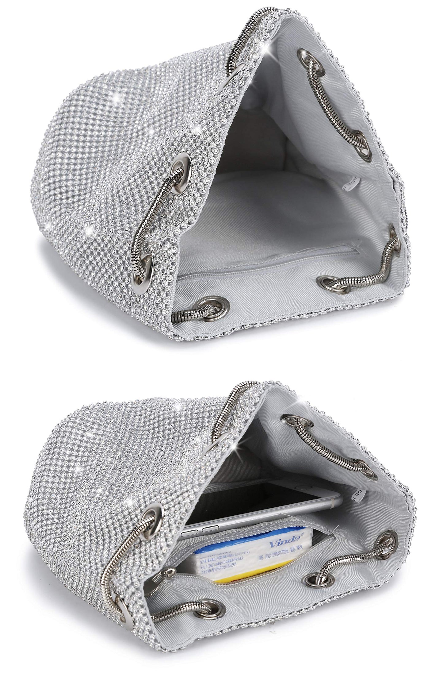 Mini-Clutch mit silbernem Strass