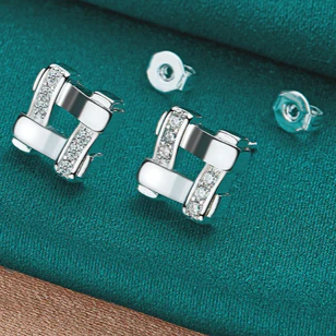 Orecchini in argento sterling 925 con zirconi AAA, quadrati, per donna, con ciondolo alla moda, gioielli per feste di fidanzamento e matrimonio