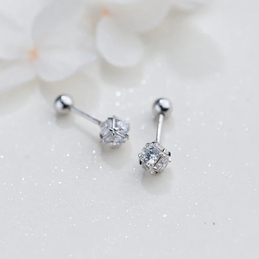 Orecchini alla moda, piccoli orecchini portafortuna in vero argento sterling 925 con perline, per donna