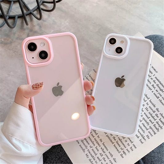 Custodia antiurto in silicone Candy per iPhone 15 14 11 12 13 Pro Max X XS XR 8 7 Plus Cover posteriore trasparente