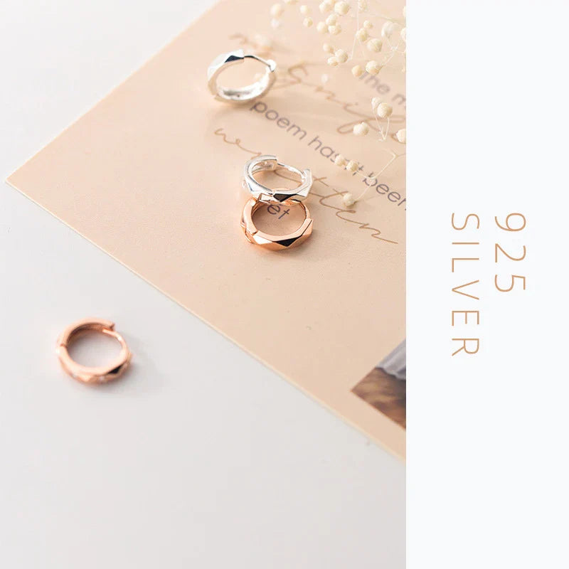925 Jewelry Minimalism Clear CZ Hoop Earrings for Women