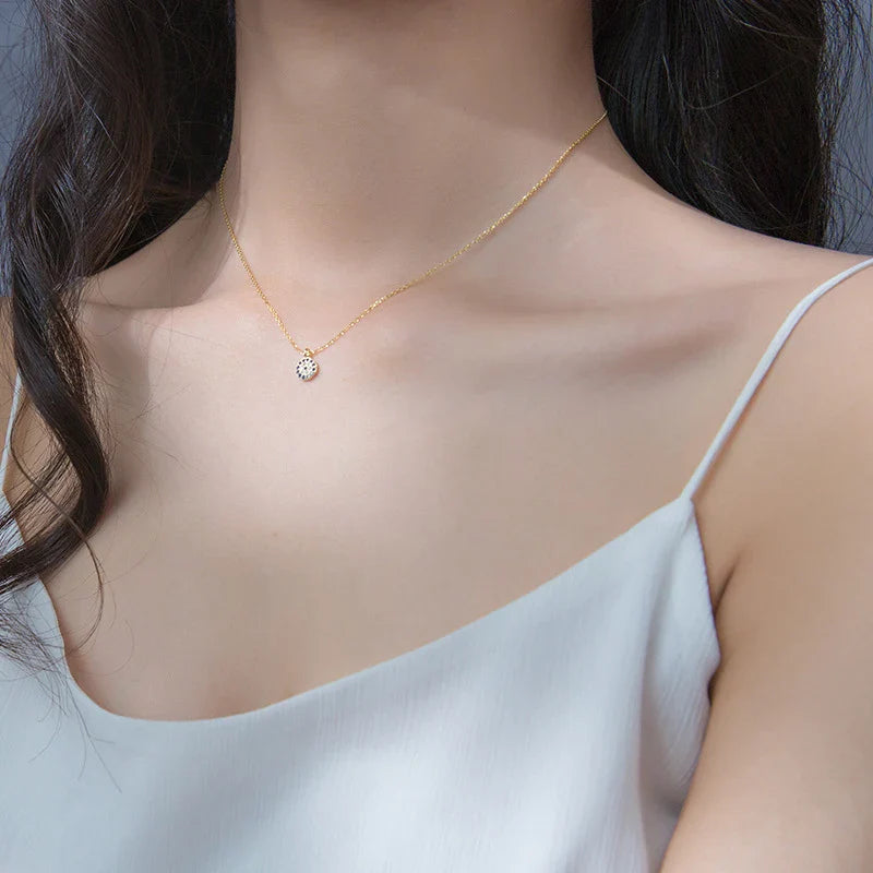 Blue Crystal Eyes Pendants Classic Fashion 925 Sterling Silver Gold Color Necklace For Women
