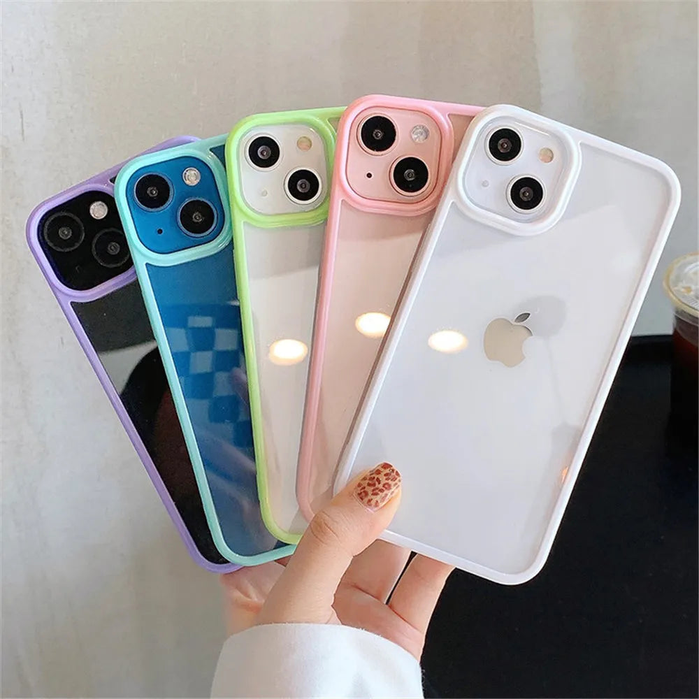 Custodia antiurto in silicone Candy per iPhone 15 14 11 12 13 Pro Max X XS XR 8 7 Plus Cover posteriore trasparente