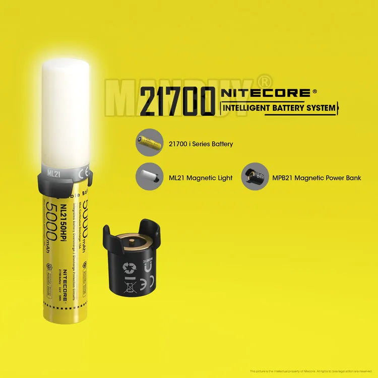 Sistema di batteria ricaricabile intelligente 3 in 1 5000 mAh + Powerbank MPB21 + Torcia elettrica ML21 High CRI