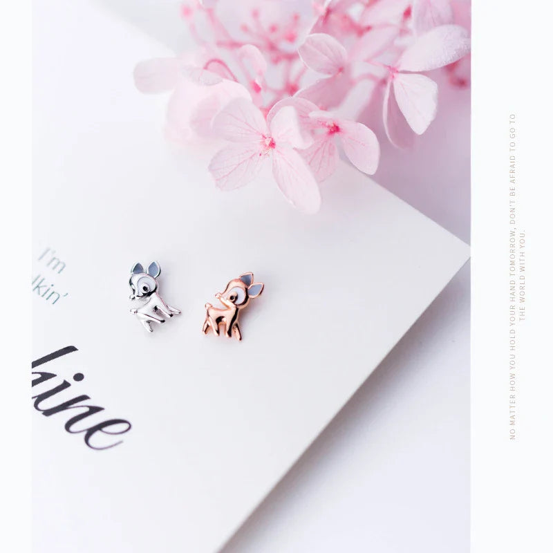 925 Sterling Silver Cute Deer Stud Earrings for Women