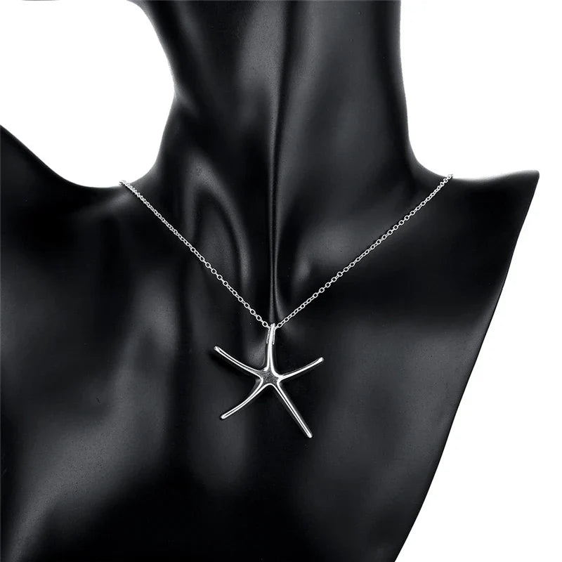 Orecchini in argento sterling 925 con stella marina, collana e set per donna, gioielli alla moda per matrimoni, fidanzamenti e feste