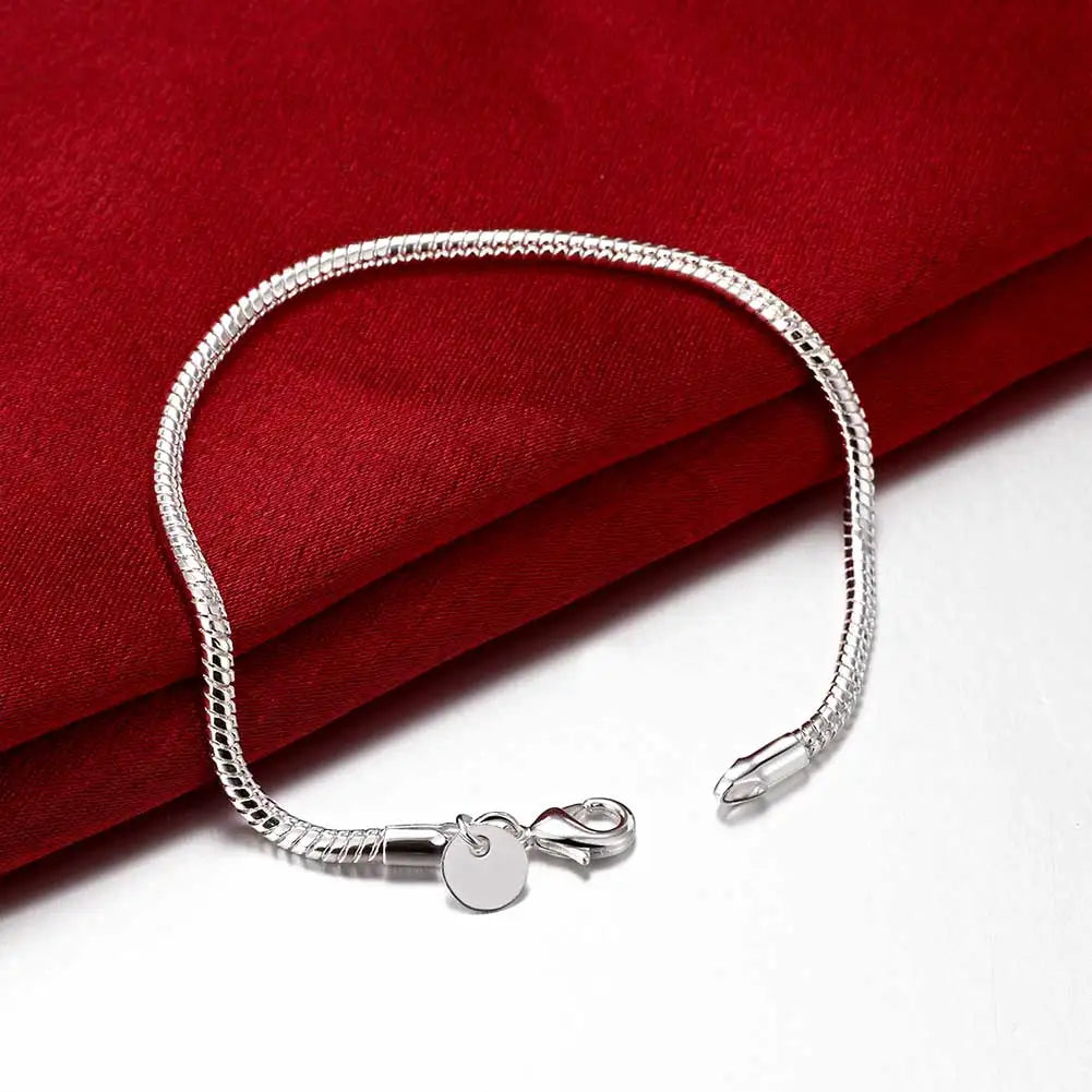 Armband-Halsketten-Sets 925 Sterling Silber 16/18/20/22/24/26/30 Zoll Schlangenkette für Damen und Herren, Modeschmuck