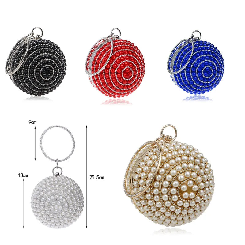 Pochette in cristallo e metallo con diamanti a sfera