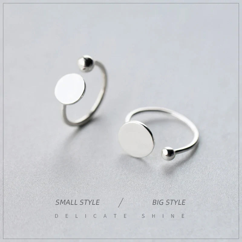 Anello con perline luminose a disco geometrico per donna, classico in argento sterling 925