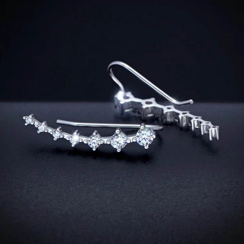 Orecchini a clip di lusso per donna, orecchini in argento sterling 925 con zirconi abbaglianti
