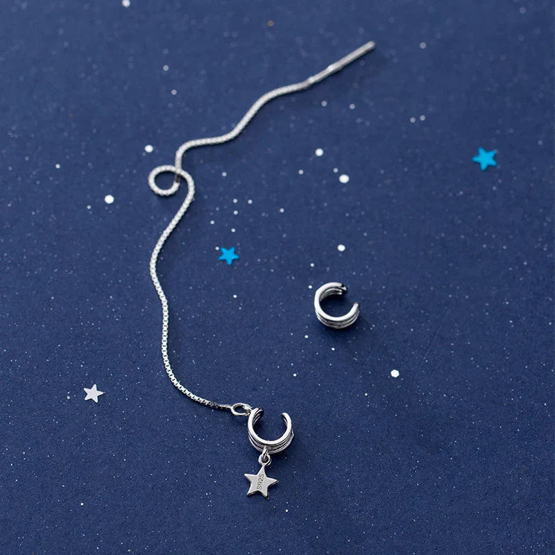 Orecchini per donna, regalo, orecchini asimmetrici in argento sterling 925, senza fori per orecchie