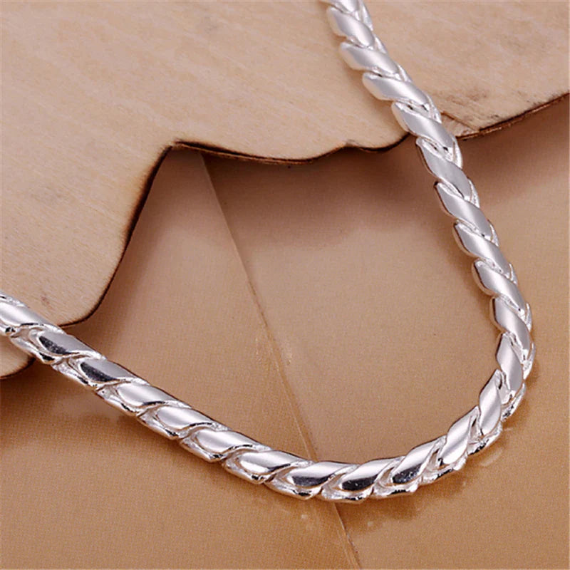 Armbänder 925 Sterling Silber 24K Gold 4mm Schlangenkette Schraube passt europäischen Charme 20cm DIY Modeschmuck Frauen Geschenk