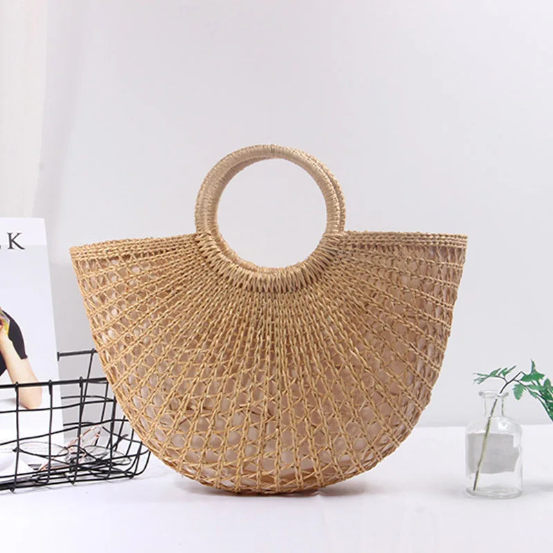 Borsa da spiaggia in paglia di rattan