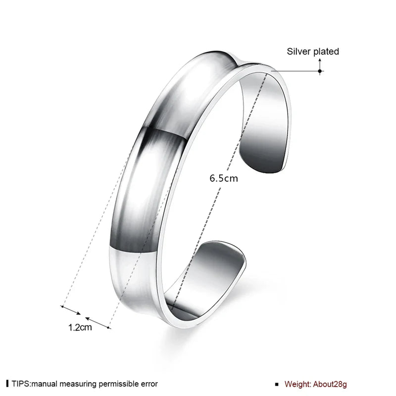 Armband 925 Sterling Silber Rund Glatt 12mm Verstellbare Armreifen Für Frau Mode Hochzeit Verlobungsfeier Schmuck