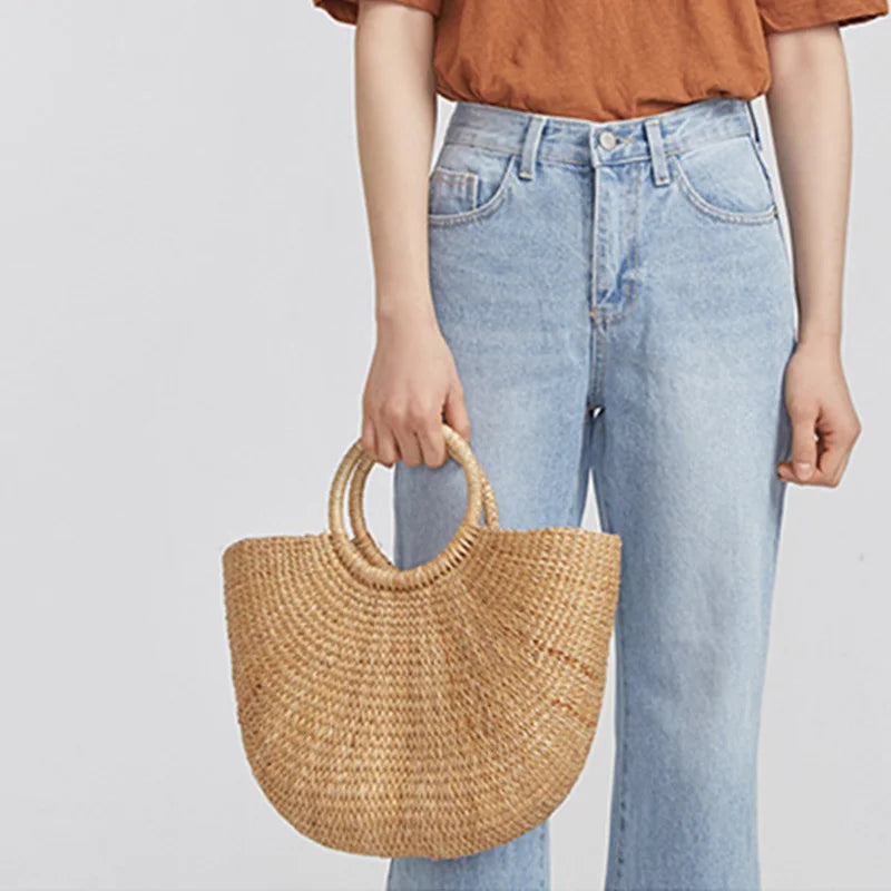 Borsa da spiaggia in paglia di rattan