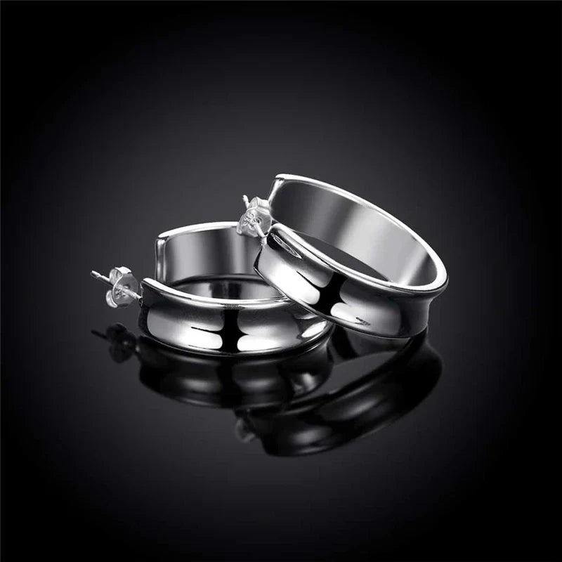 Orecchini da 23 mm lisci in argento sterling 925 da donna, orecchini a cerchio, regalo per Natale, festa, matrimonio, gioielli di moda più venduti