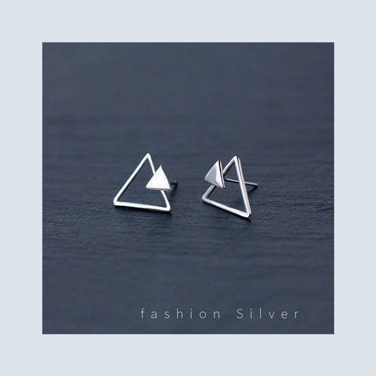 Orecchini pendenti con design a triangolo trasparente in argento sterling 925 per donna