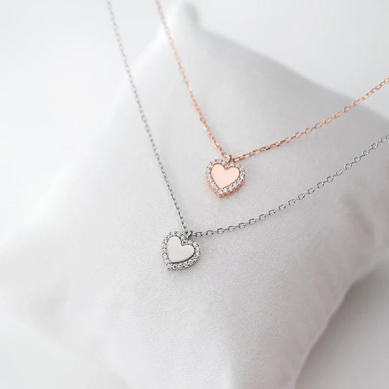 Anhänger-Halskette für Damen, 925er Sterlingsilber, Gliederkette, edler Schmuck