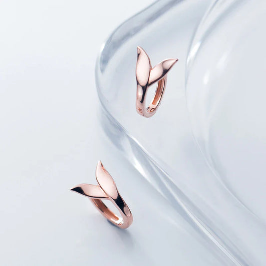 Eleganti orecchini a cerchio con coda di volpe per donna, veri gioielli da sirena in argento sterling 925