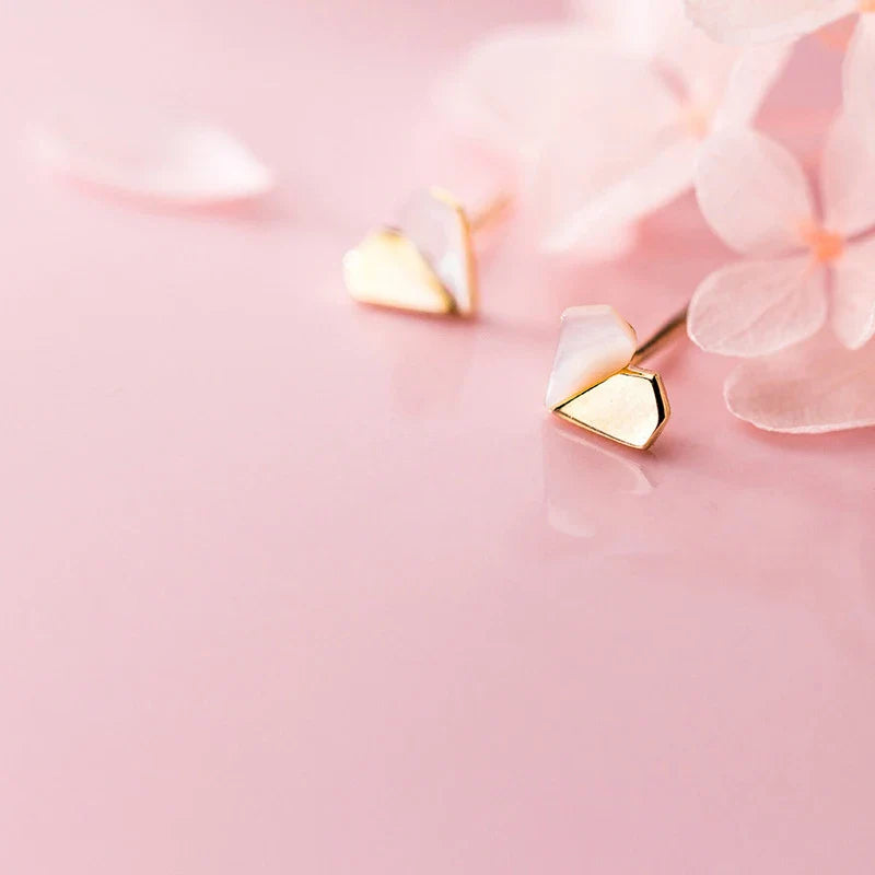 925 Stelring Silver Gold Color Ear Studs For Women