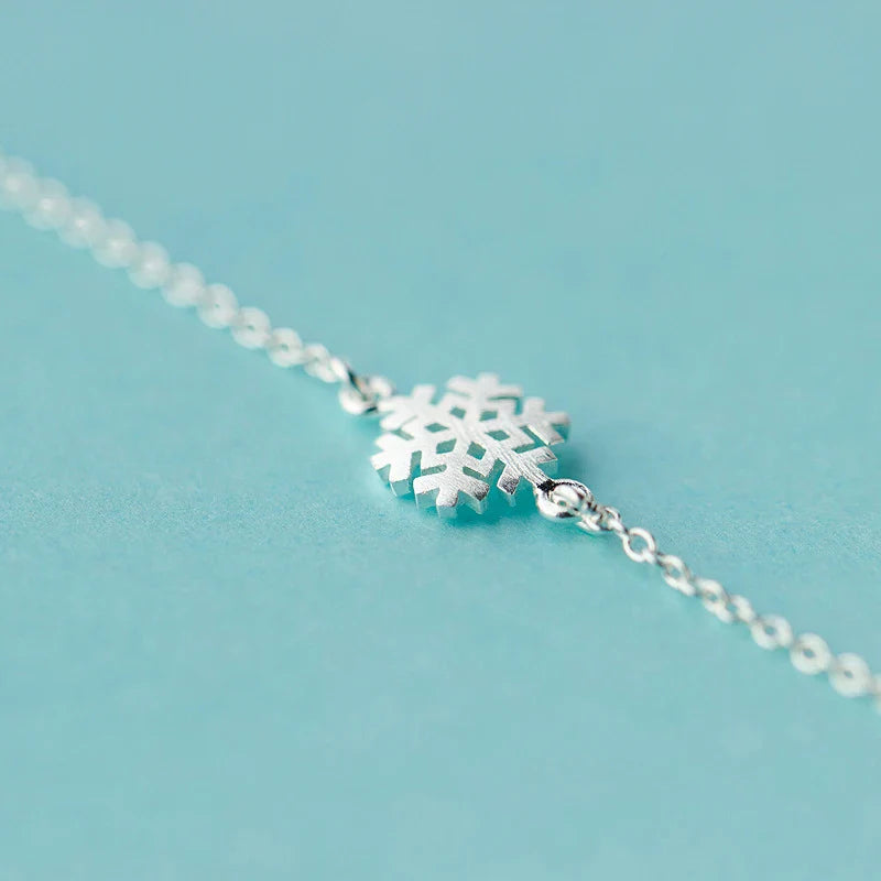 925 Sterling Silber Frosted Snowflake Einfache Für Frauen Kette